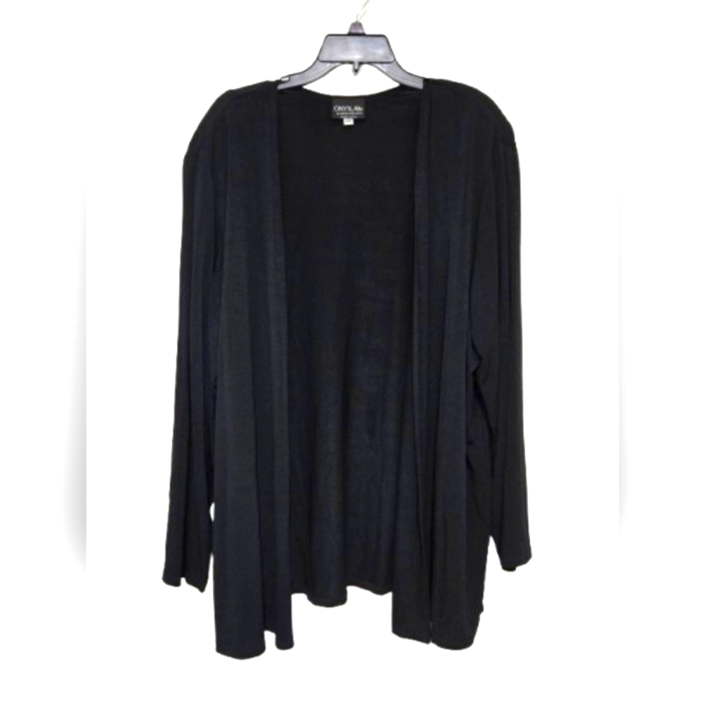 ONYX Nite Open Cardigan Size 2X Lightweight Long Semi-Casual Black USA